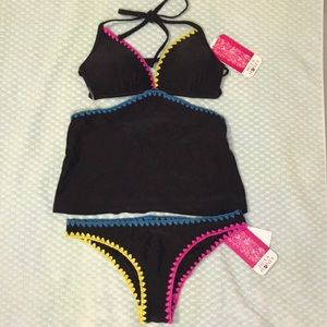 Hula Honey Multi-Colored Stitched Bikini Set